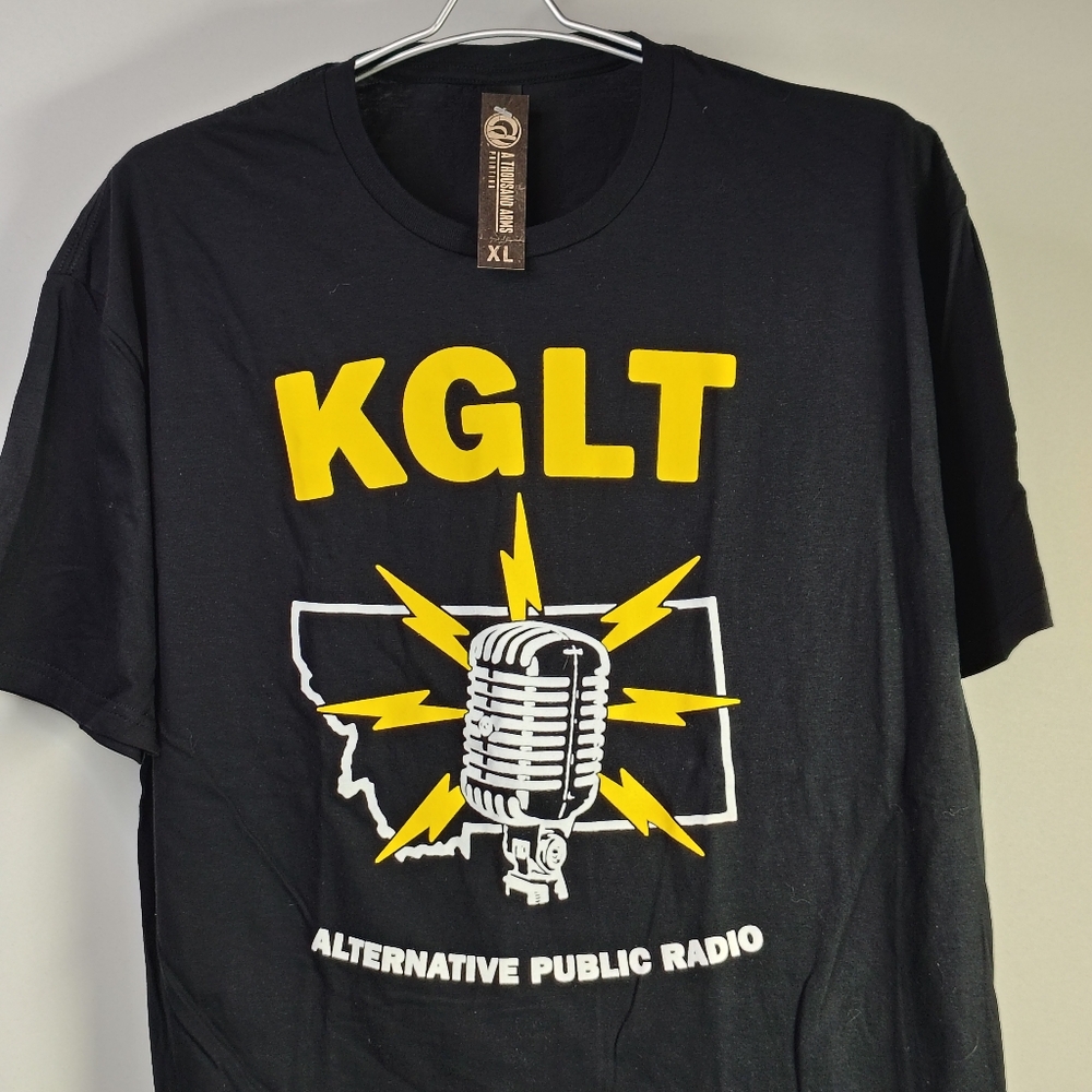 KGLT Bozeman Montana Public Radio T-Shirt Size XL Black Mic Logo - Picture 2 of 11